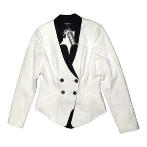 NWT White Double Breasted Blazer with Black Trim size Large